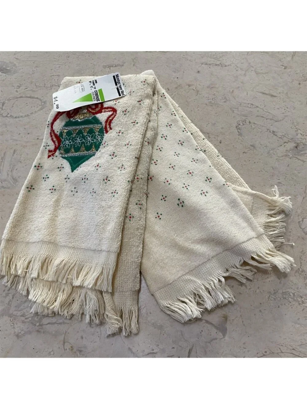 Vintage JA Briggs Kitchen Towel Pair Christmas Fingertip Montgomery Wards NEW